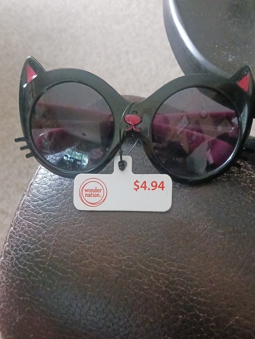 wonder nation Black Sunglasses with Pink Cat-Ear Accents